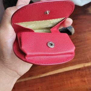 Vintage Bi Fold Wallet  COCCO FIORE RARE RED COLOR Leather Coins Gold Int. Clasp
